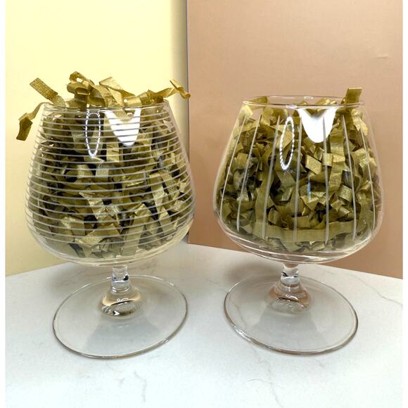 Mikasa CHEERS Collection Footed BRANDY Glasses Bubbles Swirls Lines - Picture 3 of 5